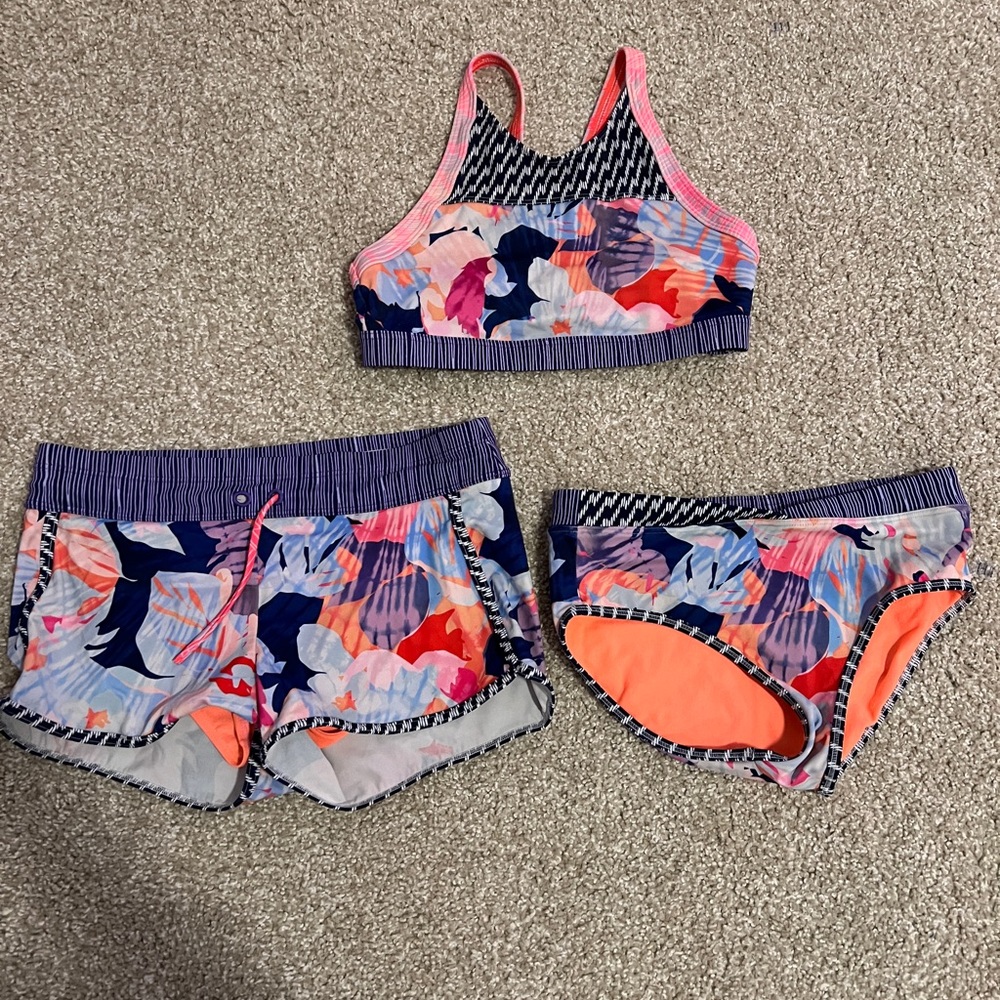 athleta girl bikini with bottoms and shorts